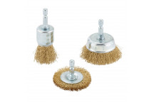 Draper Brassed Steel Crimped Wire Brush Set (3pc)