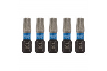 TX-STAR Impact Screwdriver Bits T30 x 25mm 1/4" Hex 5pk
