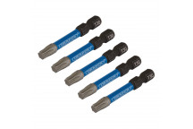 TX-STAR Impact Screwdriver Bits T30 x 50mm 1/4" Hex 5pk