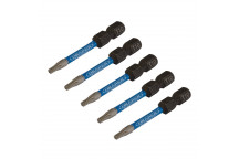 TX STAR Type Impact Screwdriver Bits T10 x 50mm 1/4" Hex 5pk