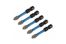 Cross Slot PH2 Impact Screwdriver Bits 2 x 50mm 1/4" Hex 5pk