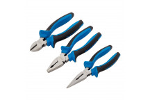Draper Soft Grip Pliers Set 160mm- Blue (3pc)