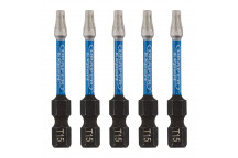 TX-STAR Impact Screwdriver Bits T15 x 50mm 1/4" Hex 5pk