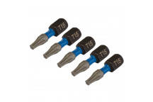 TX-STAR Impact Screwdriver Bits T15 x 25mm 1/4" Hex 5pk