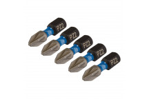 PZ2 Type Impact Screwdriver Bits 2 x 25mm 1/4" Hex 5pk