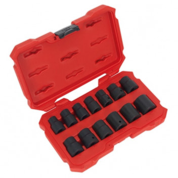 Impact Socket Set 13pc 1/2"Sq Drive Lock-On™ 6pt Metric