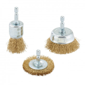 Draper Brassed Steel Crimped Wire Brush Set (3pc)