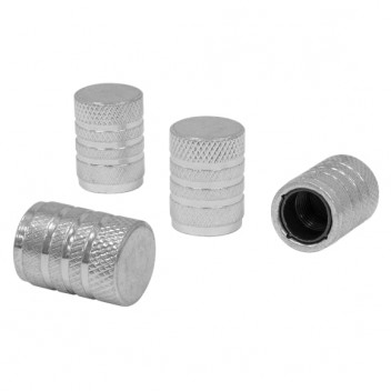 Aluminium Valve Cap 4pc Silver Anodised