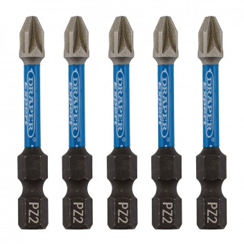 PZ2 Type Impact Screwdriver Bits 2 x 50mm 1/4" Hex 5pk