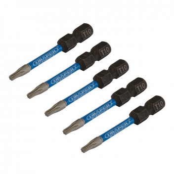 TX STAR Type Impact Screwdriver Bits T10 x 50mm 1/4" Hex 5pk