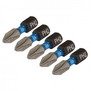 Cross Slot PH2 Impact Screwdriver Bits 2 x 25mm 1/4" Hex 5pk