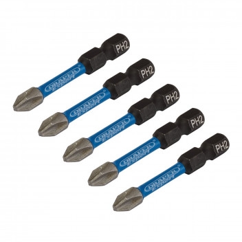 Cross Slot PH2 Impact Screwdriver Bits 2 x 50mm 1/4" Hex 5pk