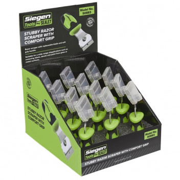 Razor Scraper with Comfort Grip Stubby Display Box of 12