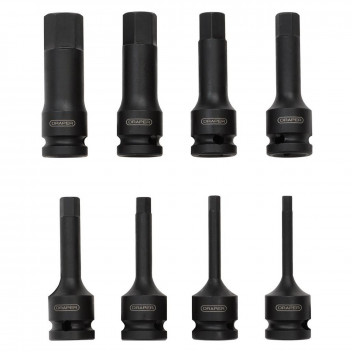 Draper Expert Impact Hex.Socket Bit Set 1/2" Sq. Dr. (8pc)