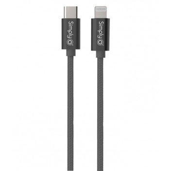 Simply Power Type C To Iphone Lightning Black Braided 1.5M