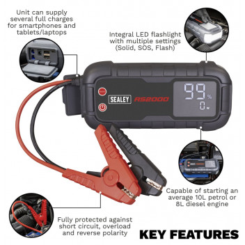 RoadStart® 2000A 12V Jump Starter Power Pack