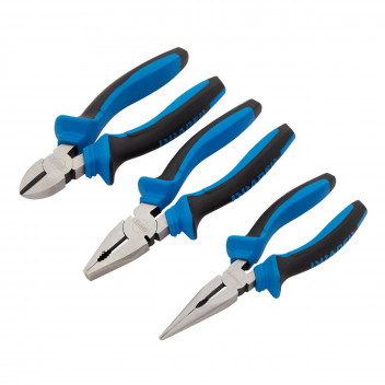 Draper Soft Grip Pliers Set 160mm- Blue (3pc)