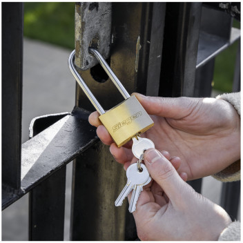 Brass Body Padlock with Brass Cylinder Long Shackle 40mm