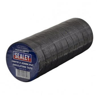 Sealey PVC Insulating Tape 19mm x 20m Black 10 Pack