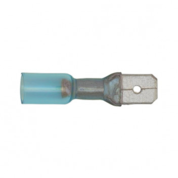 Heat Shrink Push-On Terminal 6.3mm Male Blue Pack of 25