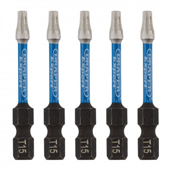 TX-STAR Impact Screwdriver Bits T15 x 50mm 1/4" Hex 5pk