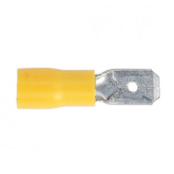 Push-On Terminal 6.3mm Male Yellow Pack of 100