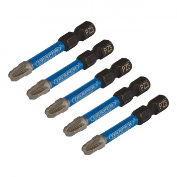 PZ3 Type Impact Screwdriver Bits 3 x 50mm 1/4" Hex 5pk