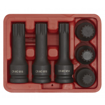 Sealey Impact Spline Socket Bit Set 6pc 1/2"Sq Drive