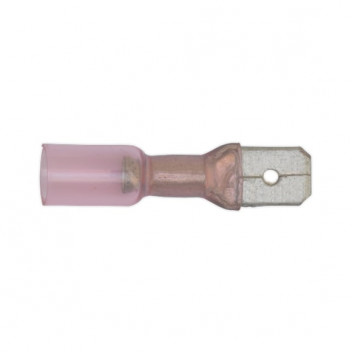 Heat Shrink Push-On Terminal 6.3mm Male Red Pack of 25