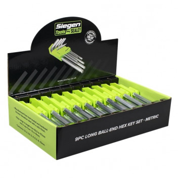 Siegen Tools Long Hex Key Set (9pc)- Display Box Of 10
