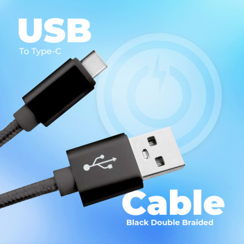 Simply Power Type C Braided Black Cable 1.5M