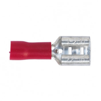Sealey Push-On Terminal 6.3mm Female Red Pack of 100