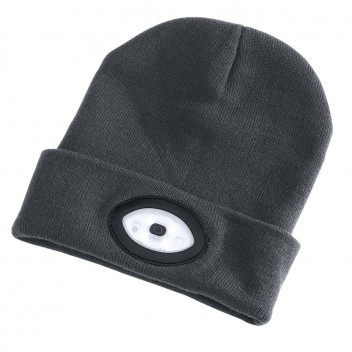 Draper Beanie Hat with Rechargable Torch 1W 100 Lumins- Grey