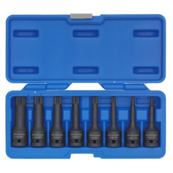 Sealey Impact Spline Socket Bit Set 8pc 1/2"Sq Drive