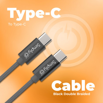 Simply Power Type C To Type C Black Braided 1.5m Cable