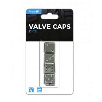 Simply Auto Dice Valve Caps Chrome - With Nylon Insert
