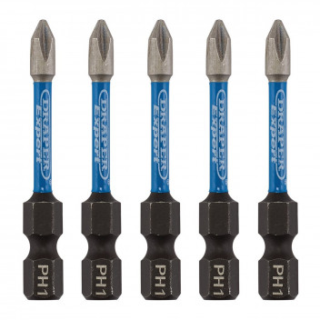 Cross Slot PH1 Impact Screwdriver Bits 1 x 50mm 1/4" Hex 5pk